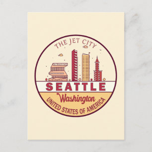 Carte Postale Emblème Skyline de Seattle Washington City
