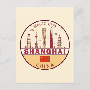 Carte Postale Emblème Skyline de Shanghai Chine
