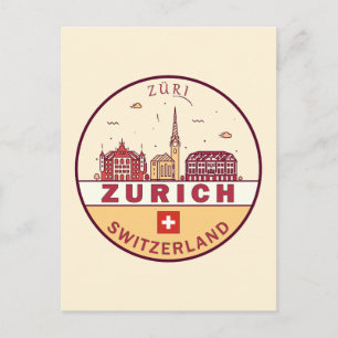 Carte Postale Emblème Skyline de Zurich Suisse