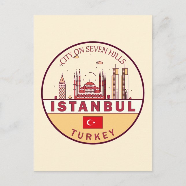 Carte Postale Emblème Skyline Istanbul Turquie (Devant)
