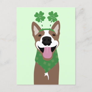 Carte Postale Embrasse-moi Je suis Irlandais Brown chien vert