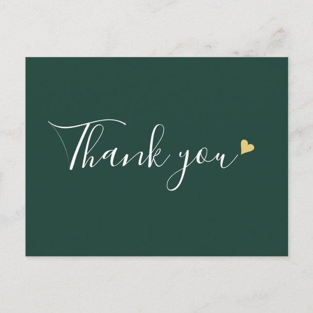 Carte Postale Emerald Gold Heart Script Merci d'affaires (Devant)