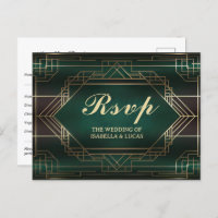 Emerald Green Roaring 20s Wedding RSVP