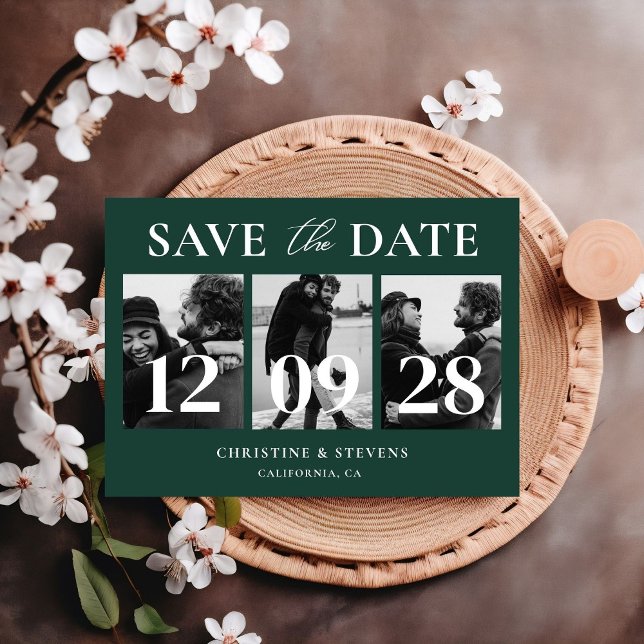 Carte Postale Emerald Green Script Wedding Enregistrer La Date P (Créateur téléchargé)