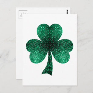 Carte Postale Emerald Green Sparkles Shamrock St Patrick's Day