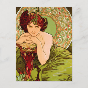 Carte Postale Emeraude par Alphonse Mucha - Art Nouveau Vintage