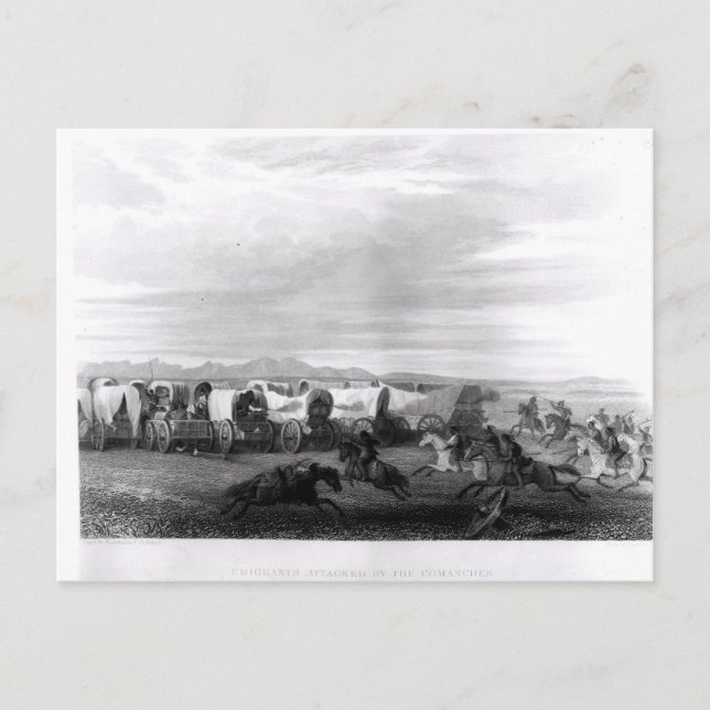 Carte Postale Émigrants attaqués par les Comanches (Devant)