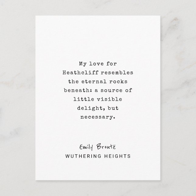 Carte Postale Emily Brontë, Citation d'amour de Wuthering Height (Devant)