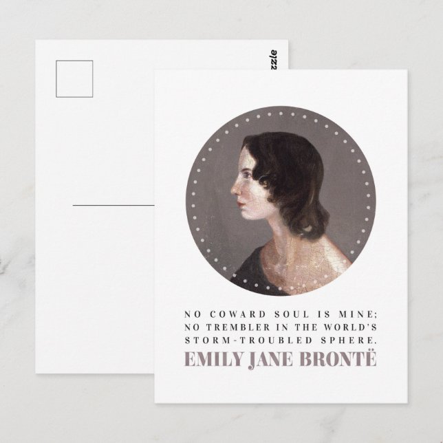 Carte Postale Emily Bronte Portrait et Citation - Pas d'Âme Cowa (Devant / Derrière)