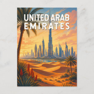 Carte Postale Émirats arabes unis Illustration Voyage Art