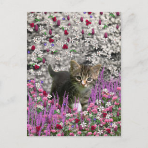 Carte Postale Emma en fleurs I – Petit chat gris