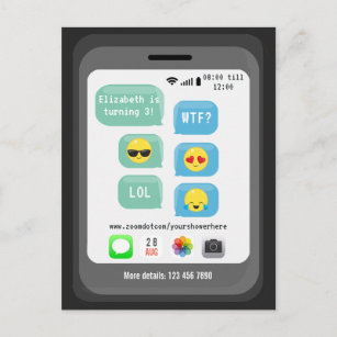 Carte Postale Emoji thème Virtual Birthday Party
