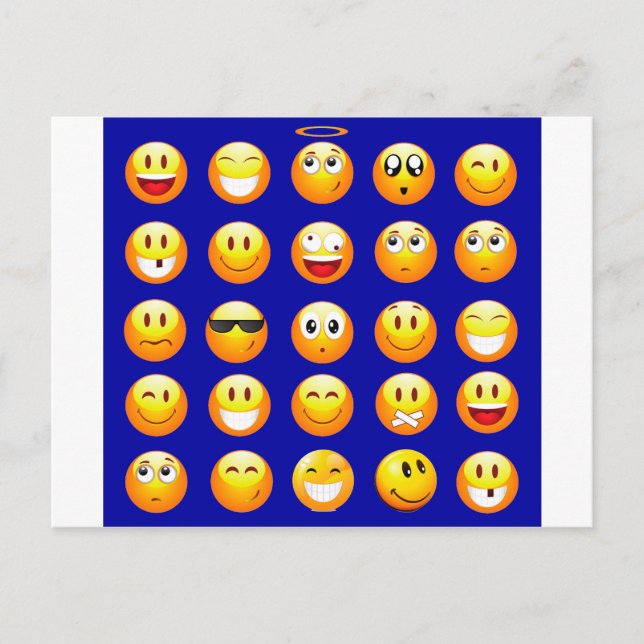 Carte Postale emojis bleu foncé (Devant)