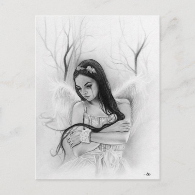Carte postale émotionnelle de l'ange triste perdu (Devant)