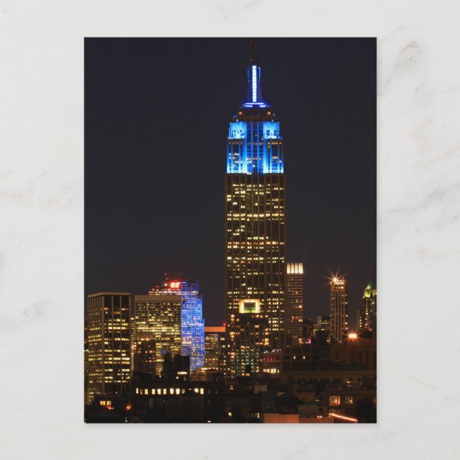 Carte Postale Emp St Building Blue for Autism 2012 RL (Devant)