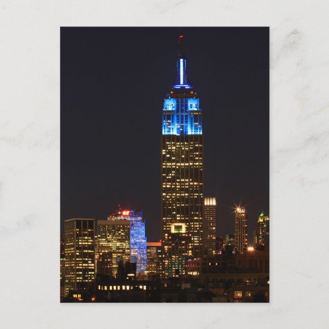 Carte Postale Empire State Building 30 Rocher en bleu pour Autis (Devant)
