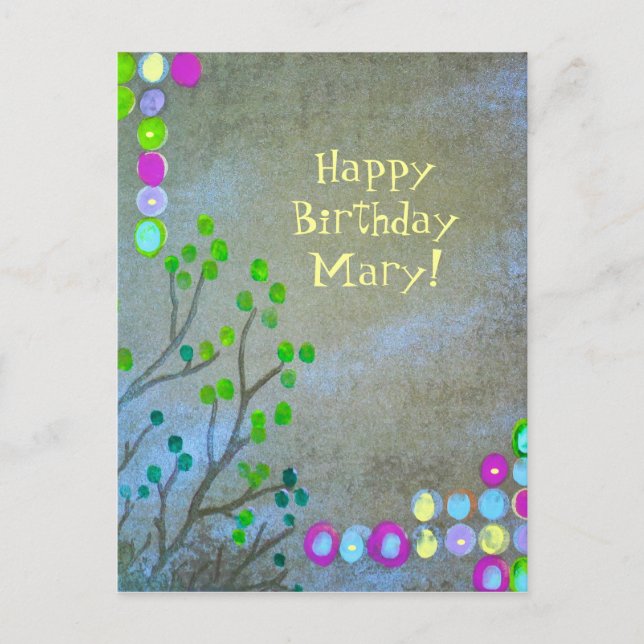 Carte Postale Empreinte Abstraite Bonne Anniversaire ! (Devant)