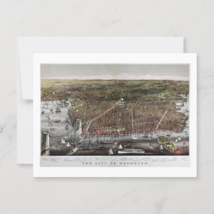 Carte Postale Empreinte Currier et Ives de Brooklyn, 1886