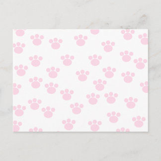 Carte Postale Empreinte de patte animal. Motif rose clair et bla