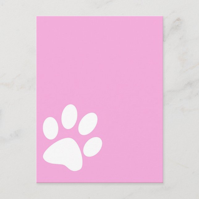Carte Postale empreinte de patte d'animal rose (Devant)