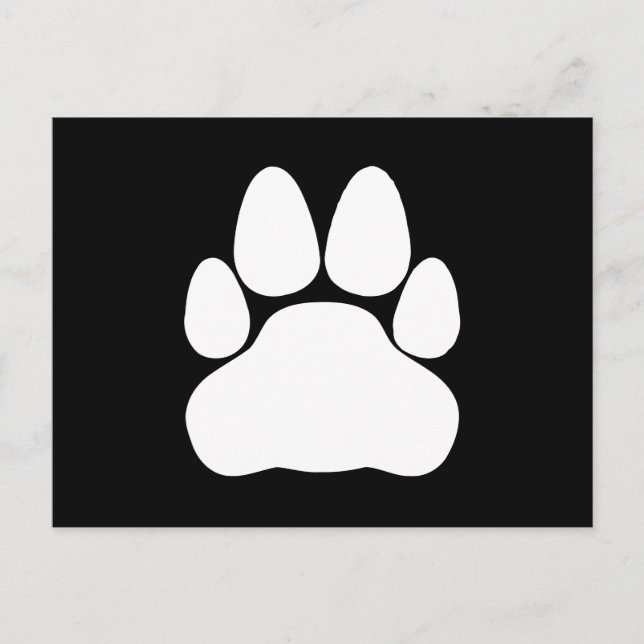 Carte Postale Empreinte de patte de chat blanc en forme (Devant)