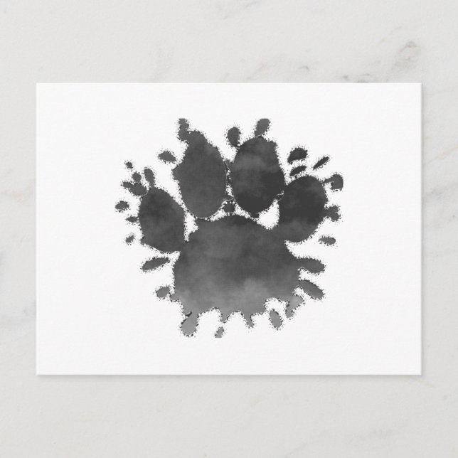 Carte Postale Empreinte de patte de chien Aquarelle Patte de chi (Devant)