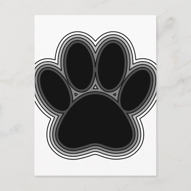 Carte Postale Empreinte de Patte de Chien avec Contours (Devant)