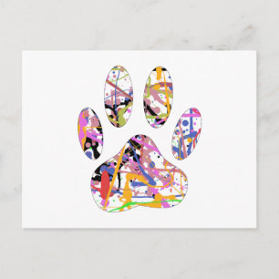 Carte Postale Empreinte de patte de chien de peinture