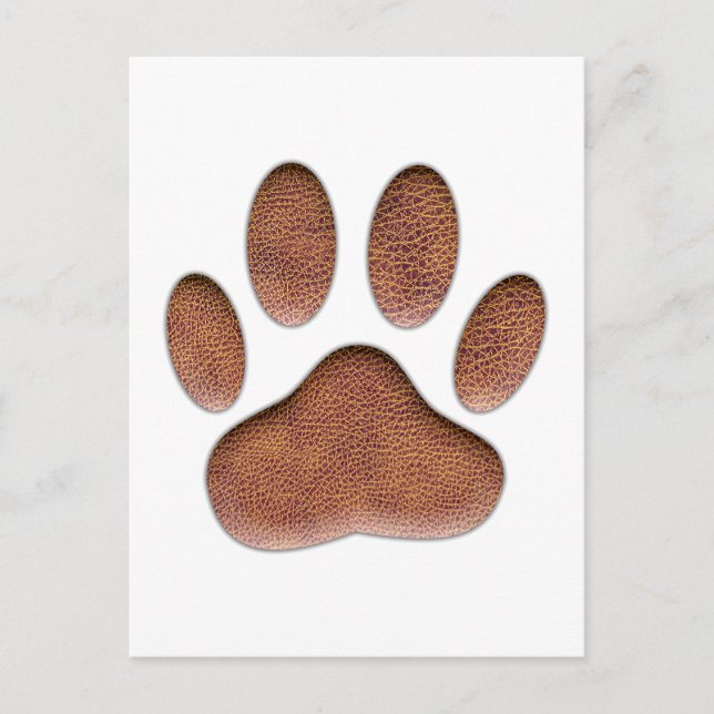 Carte Postale Empreinte de patte de chien de Texture en cuir (Devant)