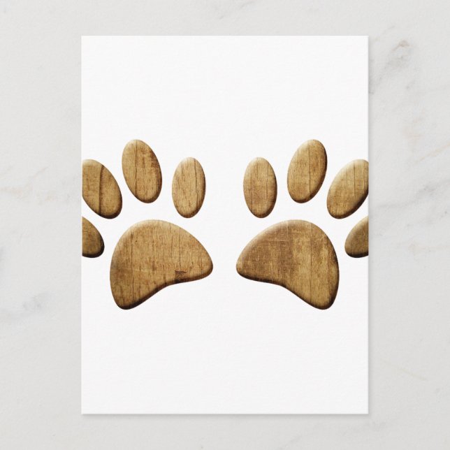 Carte Postale Empreinte de patte de chien en bois (Devant)