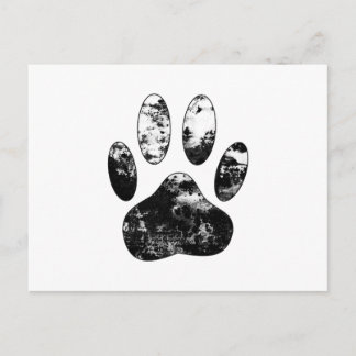 Carte Postale Empreinte de patte de chien gris noir et blanc