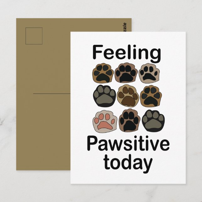 Carte Postale Empreinte de Patte Sentiment Patte Positif Aujourd (Devant / Derrière)