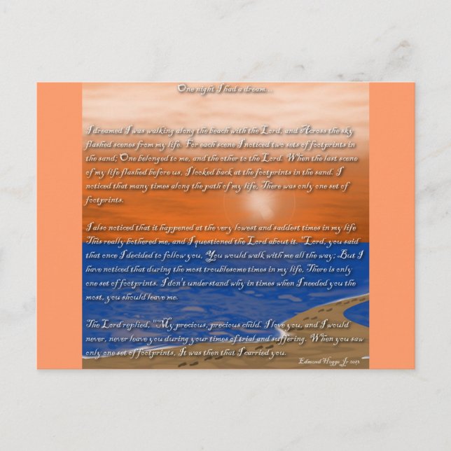 Carte Postale Empreintes dans le poème du sable (Devant)