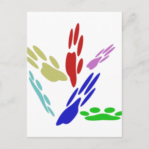 Carte Postale Empreintes de Patte de Chien avec des Points