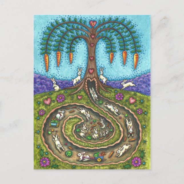 CARTE POSTALE EN BAS DU TROU DE RABBIT, CARROT WILLOE TREE FOLK  (Devant)