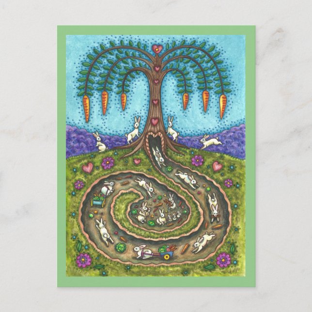 CARTE POSTALE EN BAS DU TROU DE RABBIT, CARROT WILLOE TREE FOLK  (Devant)