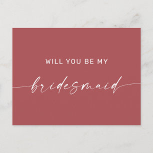 Carte Postale En brique rouge moderne Boho Bridesmaid Propositio