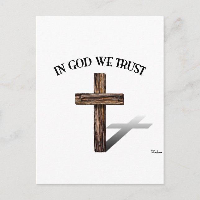 Carte Postale En Dieu nous faisons confiance à la croix robuste (Devant)