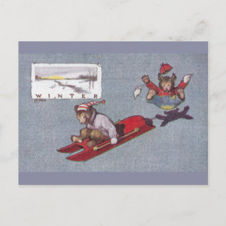 Carte Postale En hiver, les Nounours vont dormir
