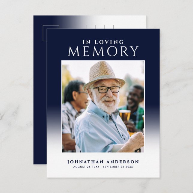 Carte Postale En Mémoire Amoureuse Photo Funérailles/Merci commé (Devant / Derrière)