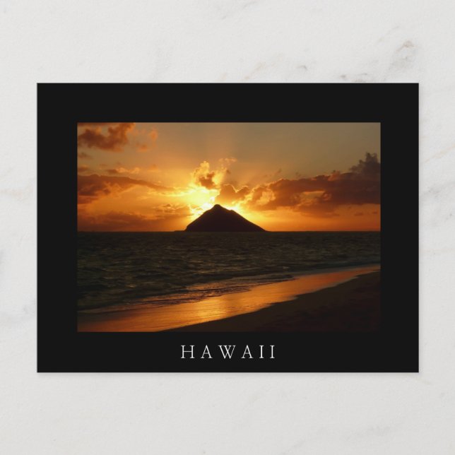 Carte postale en noir de soleil Hawaii (Devant)