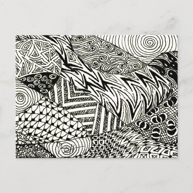 Carte Postale en noir et blanc - Manat Abstrait (Devant)