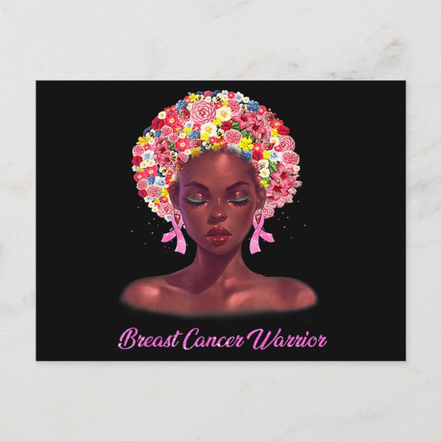 Carte Postale En Octobre Nous Portons Rose Black Femme Cancer Du (Devant)