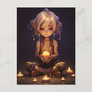 Carte Postale En Paix Plutôt Méditer Yoga Girl Purple Gold
