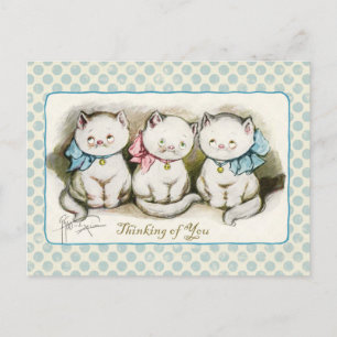 Carte Postale En pensant à vous Trois chatons Reproduction vinta