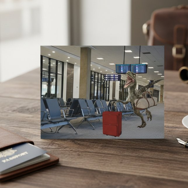 Carte Postale En retard pour l'avion Dinosaure Raptor Drôle (Créateur téléchargé)