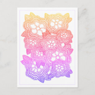 CARTE POSTALE EN TRICOT FLEURI