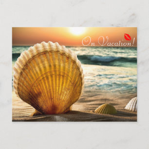 Carte Postale En vacances coquillages romantiques sur le baiser 