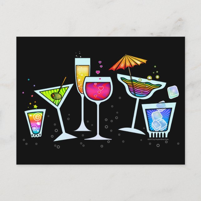 CARTE POSTALE EN VERRE DE COCKTAIL (Devant)