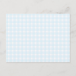Carte Postale en vichy vérifier le motif. Bleu pâle et Blanc.